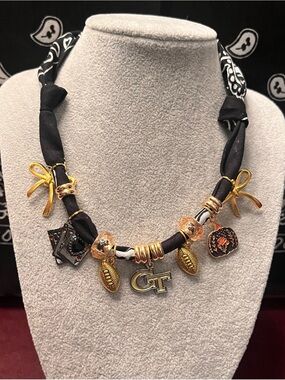 Georgia Tech Yellow Jacket Bandana Charm Necklace, 29”